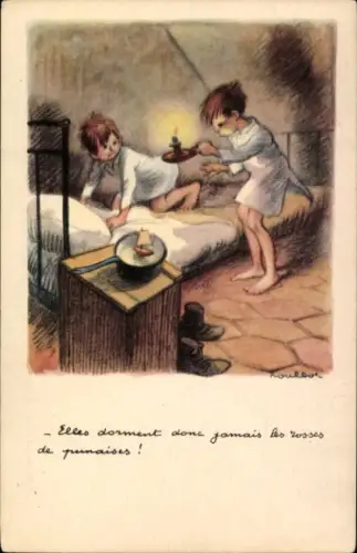 Künstler Ak Poulbot, Francisque, Sie schlafen daher nie, Wanzen