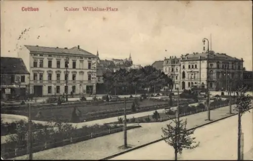Ak Cottbus in der Niederlausitz, Kaiser Wilhelms Platz, Restaurant