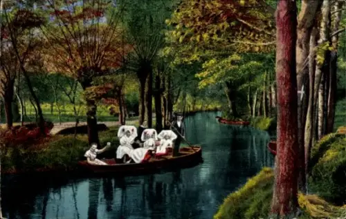 Ak Burg im Spreewald, Spreewälderinnen in Tracht