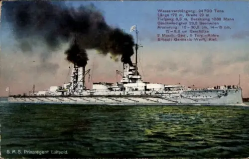Ak Deutsches Kriegsschiff, S.M.S. Prinzregent Luitpold