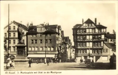 Ak Kassel in Hessen, St. Martinsplatz, Blick in die Maktgasse, Alt-  Gebäude