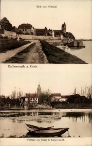 Ak Kaiserswerth Düsseldorf am Rhein, Blick von Wittlaer, Wittlaer, Boot