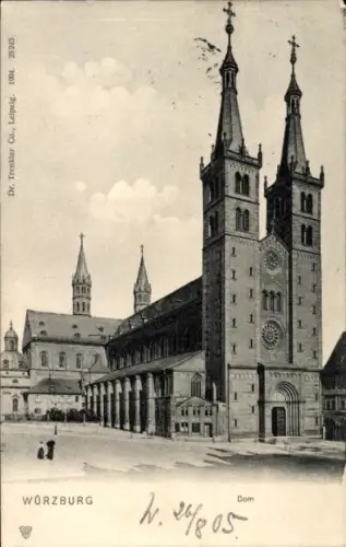 Ak Würzburg am Main Unterfranken,  Dom, zwei Türme,  , Dr. Trenkler Co.