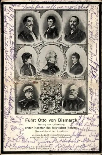 Ak Fürst Otto von Bismarck, Portraits in verschiedenen Altersstufen