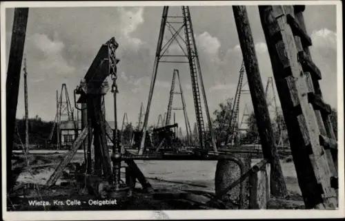 Ak Wietze Lüneburger Heide, Bohrtürme, Erdöl, Erdölförderung
