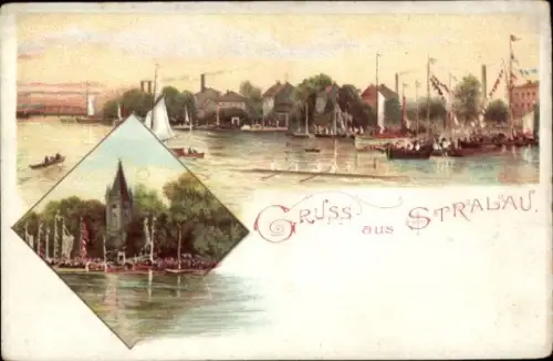 Litho Berlin Friedrichshain Stralau, Hafen, Boote