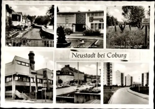 Ak Neustadt bei Coburg Oberfranken, Teilansichten, Grenze zur DDR, Rathaus, Puppenmuseum