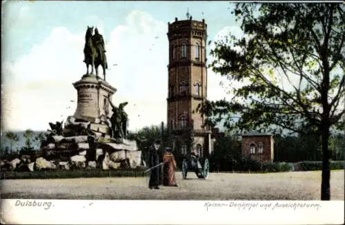 Ak Duisburg im Ruhrgebiet, Kaiserdenkmal und Aussichtsturm, Zieher 6732