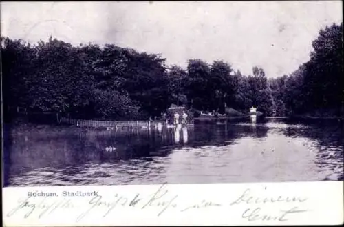 Ak Bochum im Ruhrgebiet, Stadtpark, Seepartie