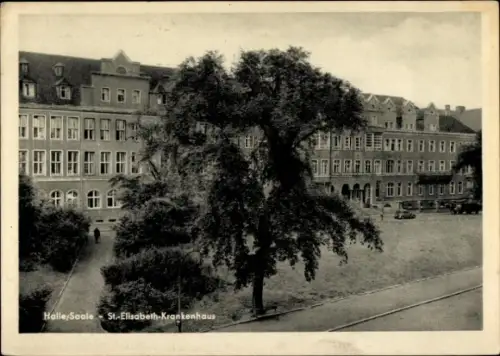 Ak Halle a.d. Saale, Blick von der Straße auf das St. Elisabeth Krankenhaus