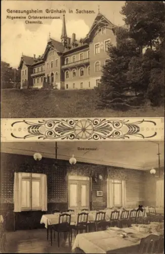 Ak Grünhain in Sachsen, Genesungsheim, Allgemeine Ortskrankenkasse Chemnitz, Innenansicht