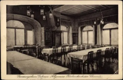 Ak Gelenau im Erzgebirge, Genesungsheim, AOK Chemnitz, Speisesaal