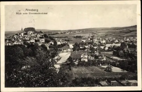 Ak Arnsberg im Sauerland, Gesamtansicht vom Emsendenkmal aus