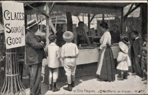 Ak Paris, Fête Foraine, Le Marchand de Glaces, Eisverkäufer, Jahrmarkt