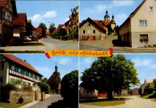 Ak Aubstadt im Grabfeld Unterfranken, Teilansicht, Fachwerkhaus