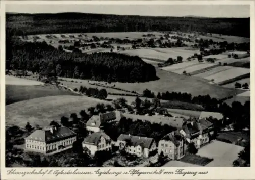 Ak Aglasterhausen in Baden, Luftaufnahme von Schwarzacherhof,  Felder, Wälder