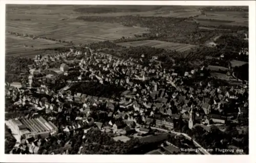 Ak Waiblingen in Württemberg, Luftaufnahme von  viele Häuser, ländliche Umgebung