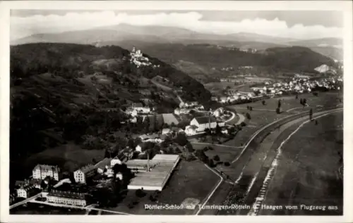 Ak Rötteln Haagen Lörrach in Baden, Luftbild von Röttler-Schloß, Tamringen-Rötteln,  Landschaft