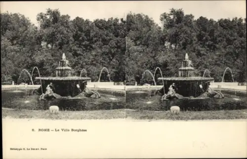Stereo Ak Roma Rom Lazio, La Villa Borghese