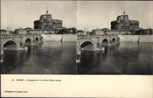 Stereo Ak Roma Rom Lazio, Perspektive der Sant'Angelo-Brücke