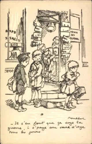 Künstler Ak Poulbot, Francisque, Kinder vor einem Geschäft