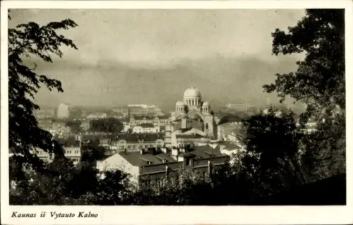 Ak Kaunas Kowno Kauen Litauen, Blick auf  Vytautas Berg, Lithauen, Schwarz-Weiß-Foto
