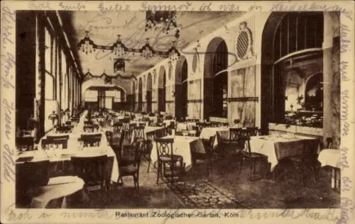 Ak Köln am Rhein, Restaurant Zoologischer Garten, Gastraum