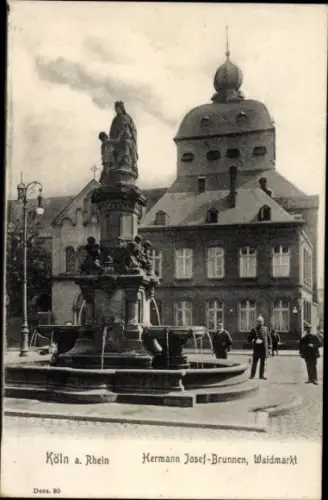 Ak Cöln Köln am Rhein, Hermann Josef-Brunnen, Waidmarkt,  Statue, Brunnen