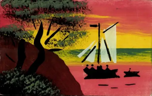 Handgemalt Ak Seelandschaft, Segelboot