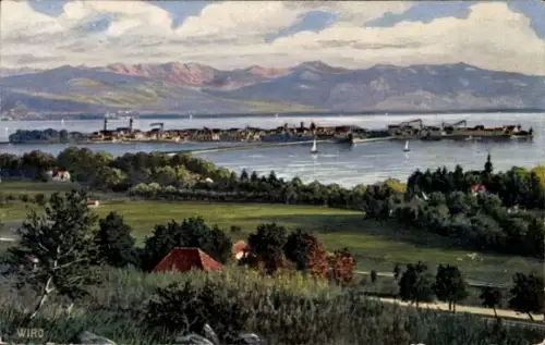 Ak Lindau am Bodensee Schwaben, Panorama vom Hoyerberg gesehen