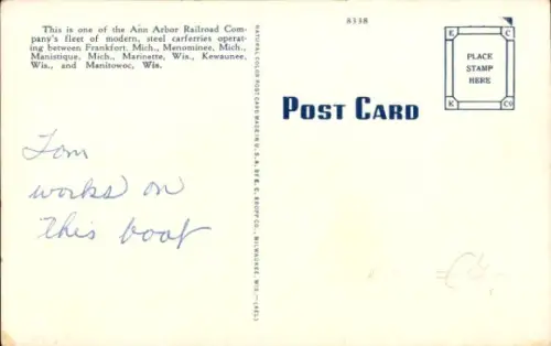 Ak Autofähre Ann Arbor No. 6, Fährschiff