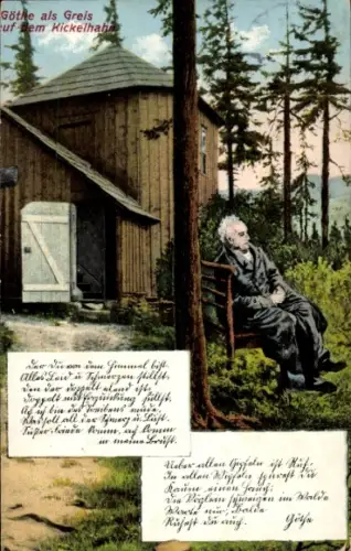 Ak Goethe als Greis auf dem Kickelhahn, Gedicht