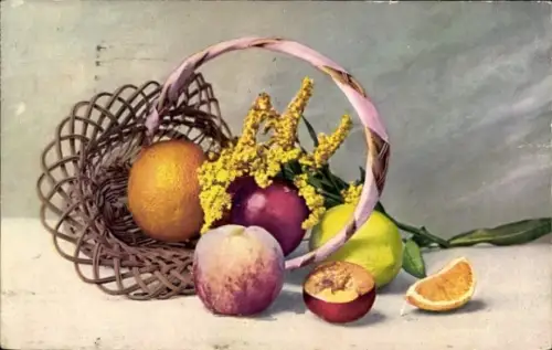 Künstler Ak Stillleben, Obst, Korb