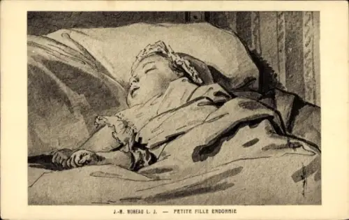 Künstler Ak Moreau le Jeune, Jean-Michel, petite Fille endormie
