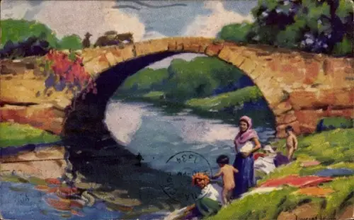 Künstler Ak Morgan's Bridge, at Old Panama