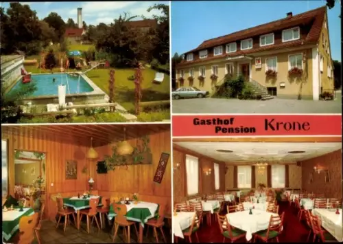 Ak Kressbronn am Bodensee, Gasthof Pension Krone, Schwimmbad, Restaurant, gemütliche Gasträume
