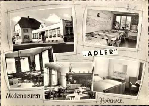 Ak Meckenbeuren in Oberschwaben Württemberg, Gasthaus Adler,  Bodensee, Innenräume, Restaurant, Z