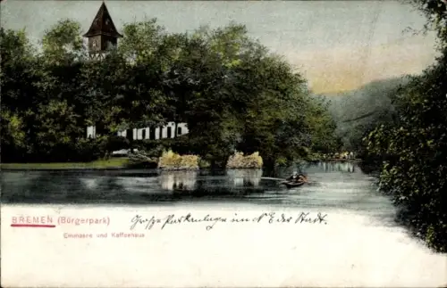 Ak Bremen, Bürgerpark, Emmasee, Kaffeehaus