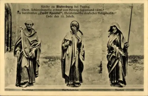 Ak Obermenzing München Bayern, Schloss Blutenburg, Kirche zu Blutenburg, Thaddäus, Bartholomäus, 