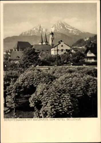 Ak Berchtesgaden in Oberbayern, Blick vom Hotel Bellevue, Watzmann
