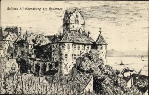 Künstler Ak Meersburg am Bodensee, Schloss Alt-Meersburg