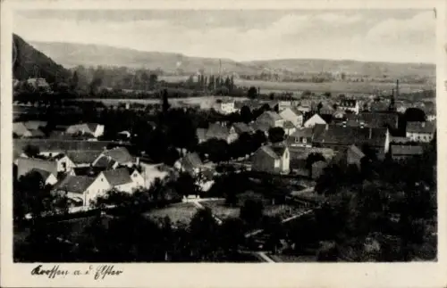 Ak Crossen a. d. Elster, Blick zum Ort, Häuser, Berge
