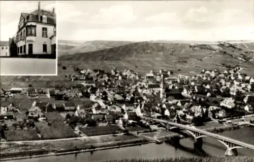 Ak Trittenheim an der Mosel, Luftaufnahme, Gaststätte zur Dorfschenke