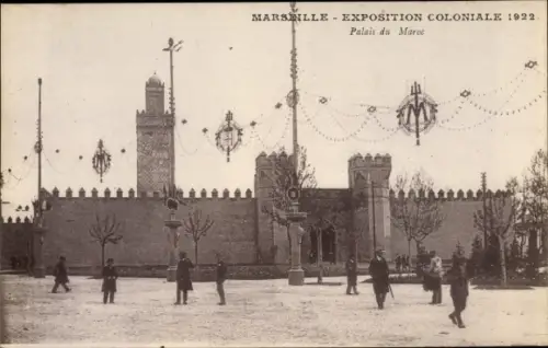 Ak Marseille Bouches du Rhône, Exposition Coloniale 1922, Palais du Maroc