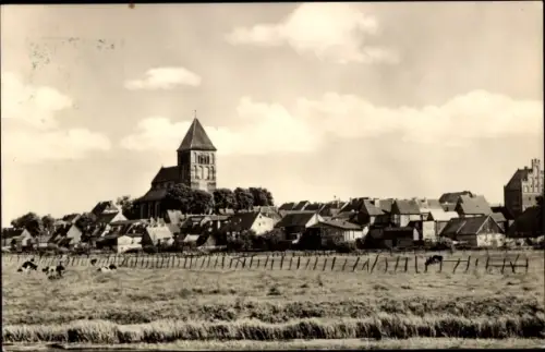 Ak Tribsees in Vorpommern, Blick vom Feld auf den gesamten Ort