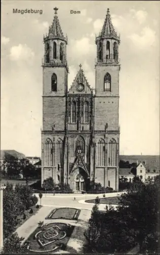 Ak Magdeburg an der Elbe, Dom, Frontansicht