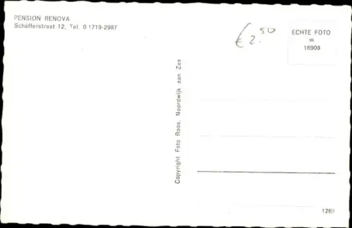 Ak Noordwijk aan Zee Südholland, Pension Renova, Schäfferstraat 12