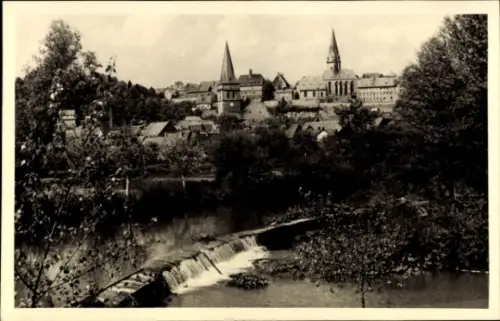 Ak Warburg in Westfalen, Stadtansicht, Fluss, Gebäude, Türme