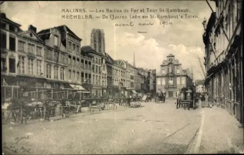 Ak Mechelen Mecheln Mechelen Flandern Antwerpen, Les Bailles de Fer und St-Rombaut-Turm