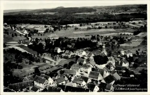 Ak Wüstenrot in Württemberg, Luftaufnahme von  ländliche Umgebung, Häuseransicht, Flugzeugperspek